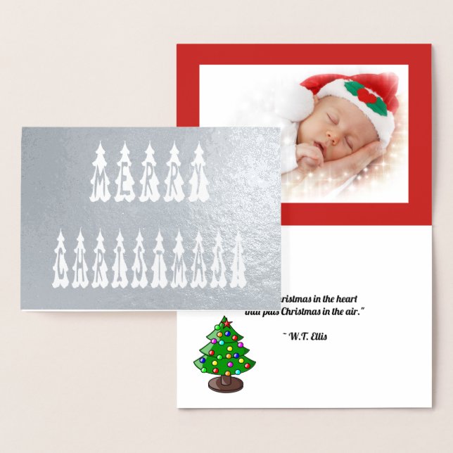Carte Dorée Joyeuse police d'arbre de Noël, Ajouter une photo, (Affichage)