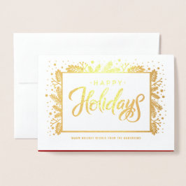 Carte Dorée Joyeuses fêtes. Photo personnalisée Luxe