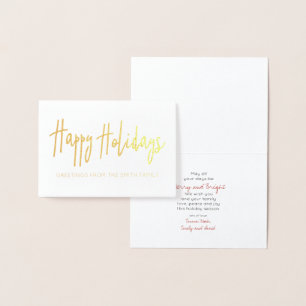 Carte Dorée Joyeuses Fêtes Salutations