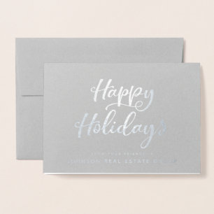 Carte Dorée Joyeuses fêtes typographiques Salutations de vac
