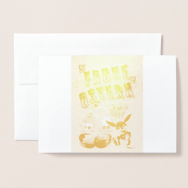 Carte Dorée Joyeuses Pâques (Devant avec enveloppe)