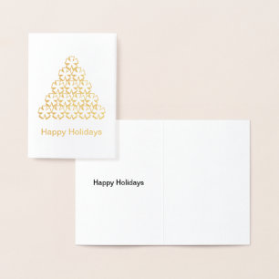Carte Dorée Joyeuses vacances neige étoiles Arbre Noël