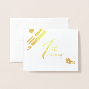 Carte Dorée Joyeux 1er anniversaire Mod Birds