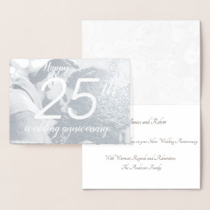 Carte Dorée Joyeux 25e anniversaire Silver Photo personnalisée