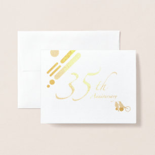 Carte Dorée Joyeux 35e anniversaire Mod Birds