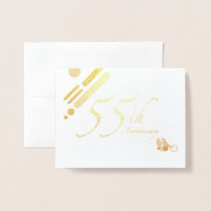 Carte Dorée Joyeux 55e anniversaire Mod Birds