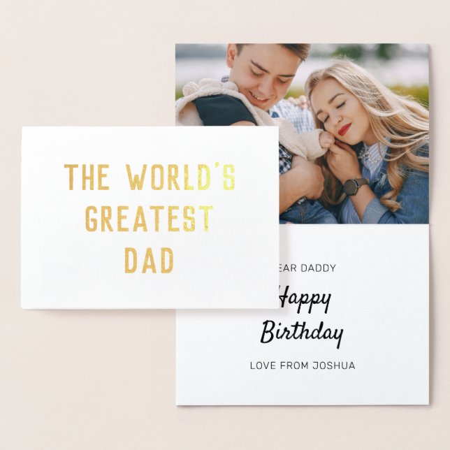 Carte Dorée Joyeux Anniversaire | Ajoutez Votre Propre Photo (Affichage)