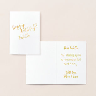 CARTE DORÉE JOYEUX ANNIVERSAIRE AMOUR COEUR PERSONNALISÉ CALLI