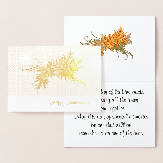 Carte Dorée Joyeux anniversaire avec Autumn Swag (Affichage)