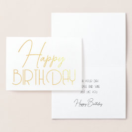 Carte Dorée Joyeux Anniversaire Chic Script Minimal Glam Silve