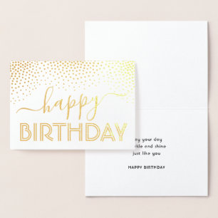 Carte Dorée Joyeux Anniversaire Élégant Script Kraft & Silver 