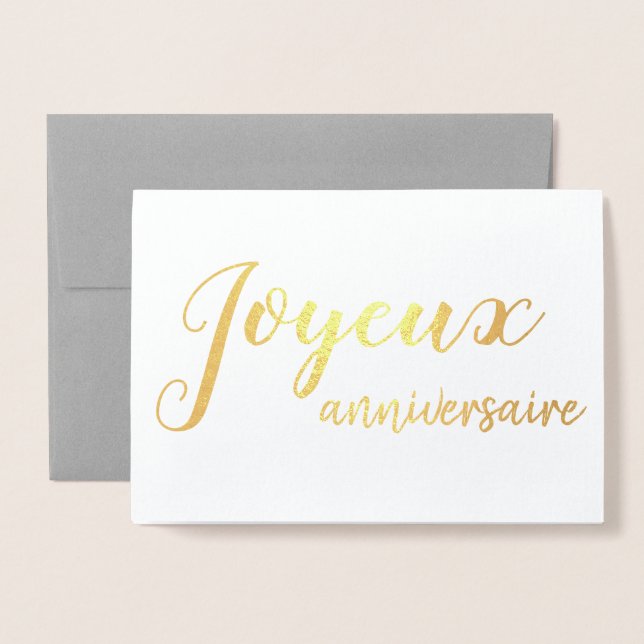 Carte Dorée Joyeux Anniversaire Français Joyeux Anniversaire S (Devant avec enveloppe)