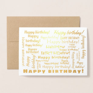 Carte Dorée Joyeux Anniversaire Mot Cloud Typographie