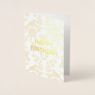Carte Dorée Joyeux Birthday Bird design