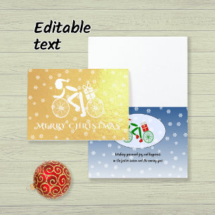 Carte Dorée Joyeux cycliste de Noël texte personnalisé Foil Ca