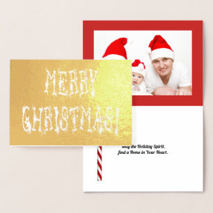 Carte Dorée Joyeux Noël Bauble et Stars Police Gold, ZAtoZ