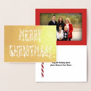 Carte Dorée Joyeux Noël Bauble Stars Police et Photo personnal