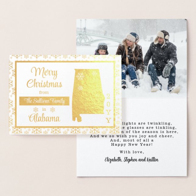 Carte Dorée Joyeux Noël de l'Etat d'Alabama | Photo (Affichage)