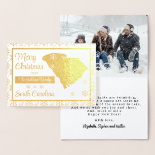 Carte Dorée Joyeux Noël de l'Etat de Caroline du Sud Photo