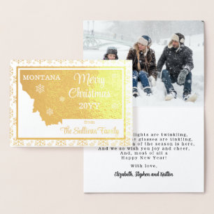 Carte Dorée Joyeux Noël de l'état du Montana   Photo