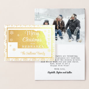 Carte Dorée Joyeux Noël de l'État du Nebraska   Photo