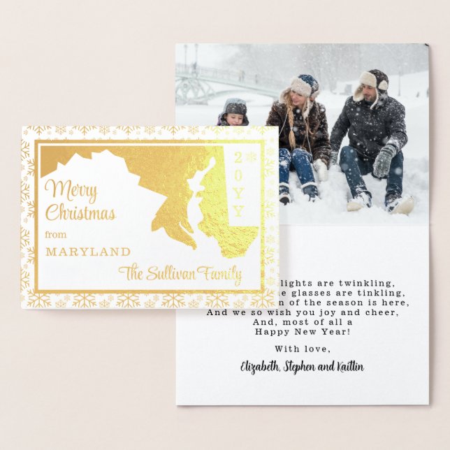 Carte Dorée Joyeux Noël de Maryland State | Photo (Affichage)
