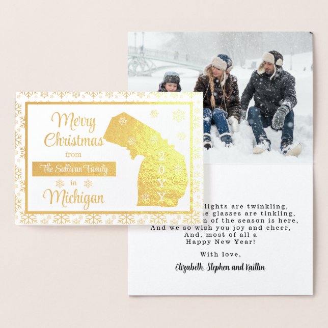 Carte Dorée Joyeux Noël de Michigan State | Photo (Affichage)