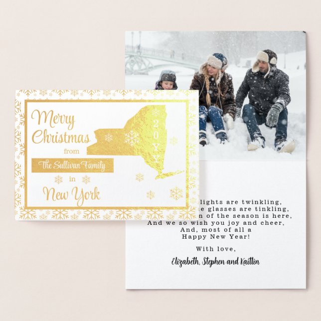Carte Dorée Joyeux Noël de New York State | Photo (Affichage)