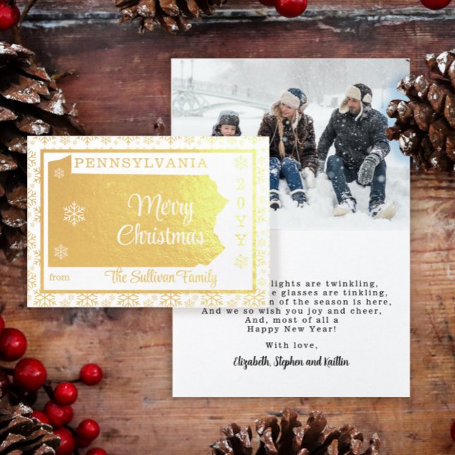 Carte Dorée Joyeux Noël de Pennsylvania State | Photo (Créateur téléchargé)