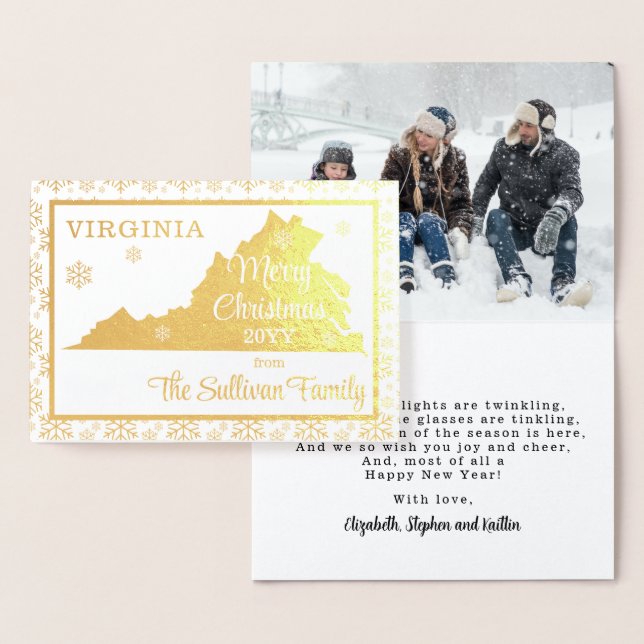 Carte Dorée Joyeux Noël de Virginia State | Photo (Affichage)