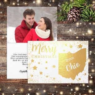 Carte Dorée Joyeux Noël depuis la photo de l'Ohio State
