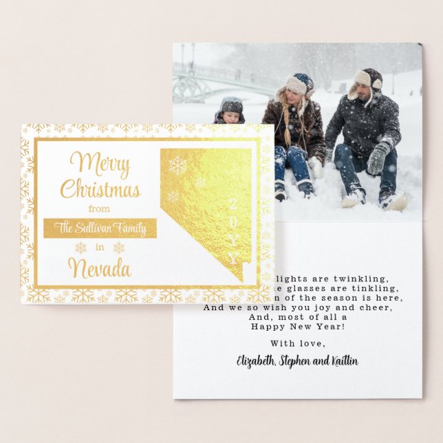 Carte Dorée Joyeux Noël depuis Nevada State Photo (Affichage)