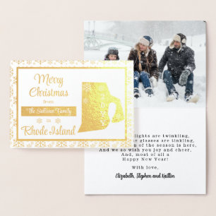 Carte Dorée Joyeux Noël depuis Rhode Island State Photo