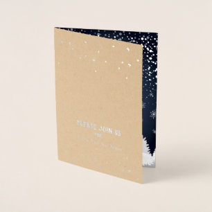 Carte Dorée Joyeux Noël et Bonne Année ! Neige d'hiver 2023
