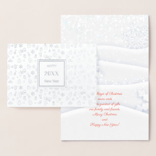 Carte Dorée Joyeux Noël et Bonne Année ! Neige XMAS 2022