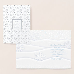 Carte Dorée Joyeux Noël et Bonne Année ! Neige XMAS 2022