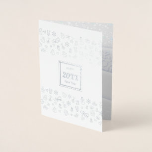 Carte Dorée Joyeux Noël et Bonne Année ! Neige XMAS 2025