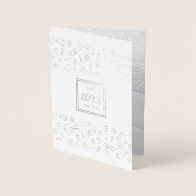 Carte Dorée Joyeux Noël et Bonne Année ! Neige XMAS 2025 (Devant)