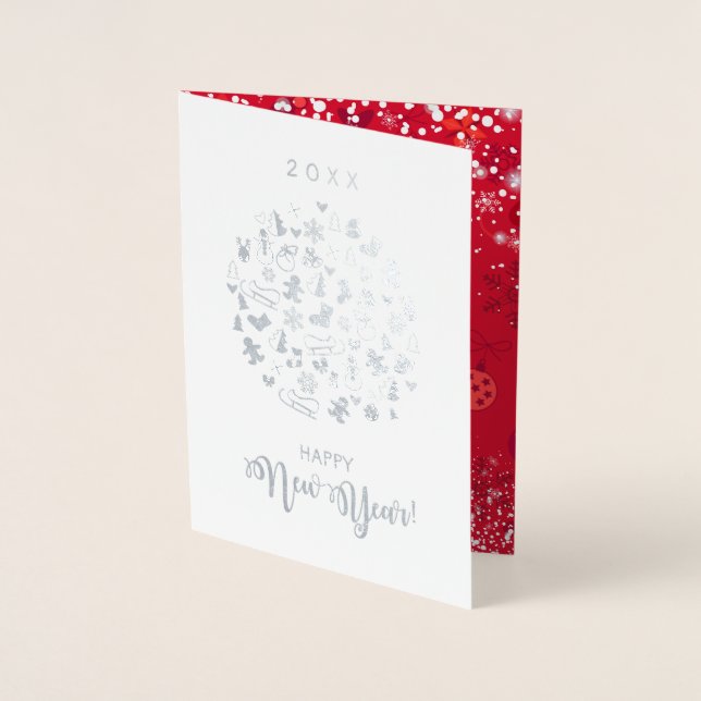 Carte Dorée Joyeux Noël et Bonne Année ! Neige XMAS 2026 (Devant)