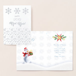 Carte Dorée Joyeux Noël et Bonne Année ! Neige XMAS 20XX