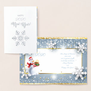 Carte Dorée Joyeux Noël et Bonne Année ! Neige XMAS 20XX