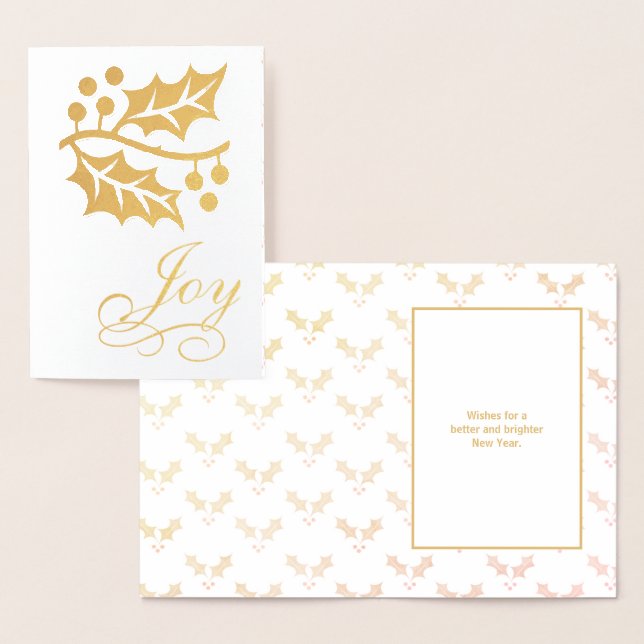 Carte Dorée Joyeux Noël Holly et Joy Holiday (Affichage)