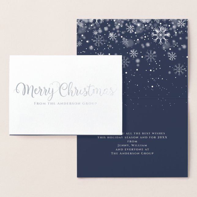 Carte Dorée Joyeux Noël Neige Entreprise Vacances Silver Foil (Affichage)
