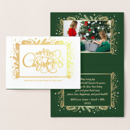 Carte Dorée Joyeux Noël. Photo personnalisée Luxe réel