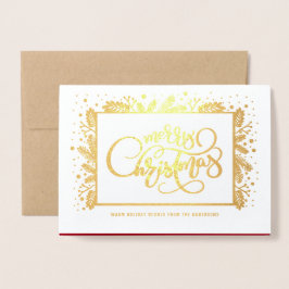 Carte Dorée Joyeux Noël. Photo personnalisée Luxe réel