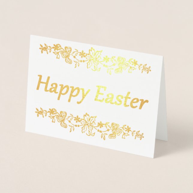 Carte Dorée Joyeux Pâques (Devant)