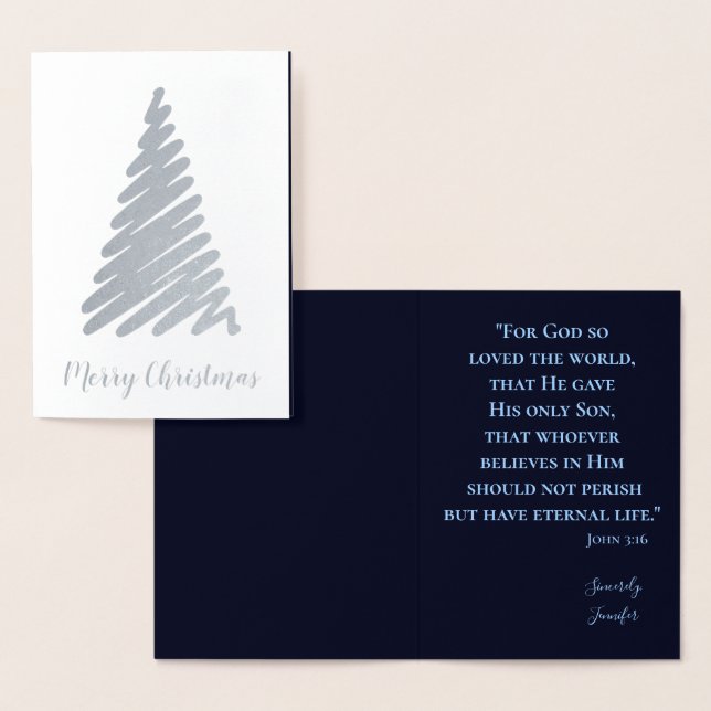 Carte Dorée Joyeux sapin de Noël Religieux (Affichage)