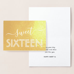 Carte Dorée Joyeux Sweet 16e Anniversaire Moderne Script Or Re