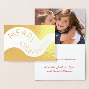 Carte Dorée Joyeux tout texte courbe Photo Holiday Gold