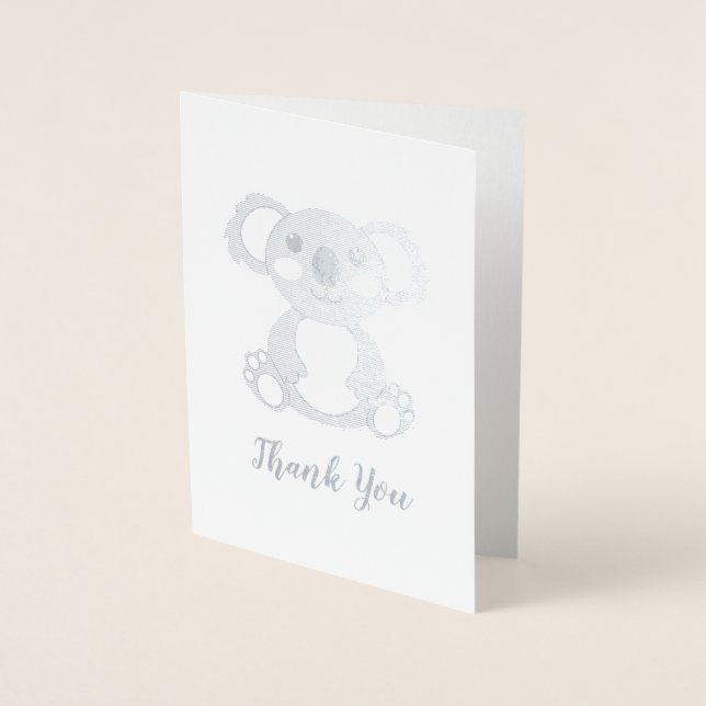 Carte Dorée Koala ours Baby shower fille rose (Devant)